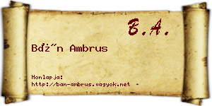 Bán Ambrus névjegykártya