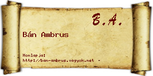 Bán Ambrus névjegykártya